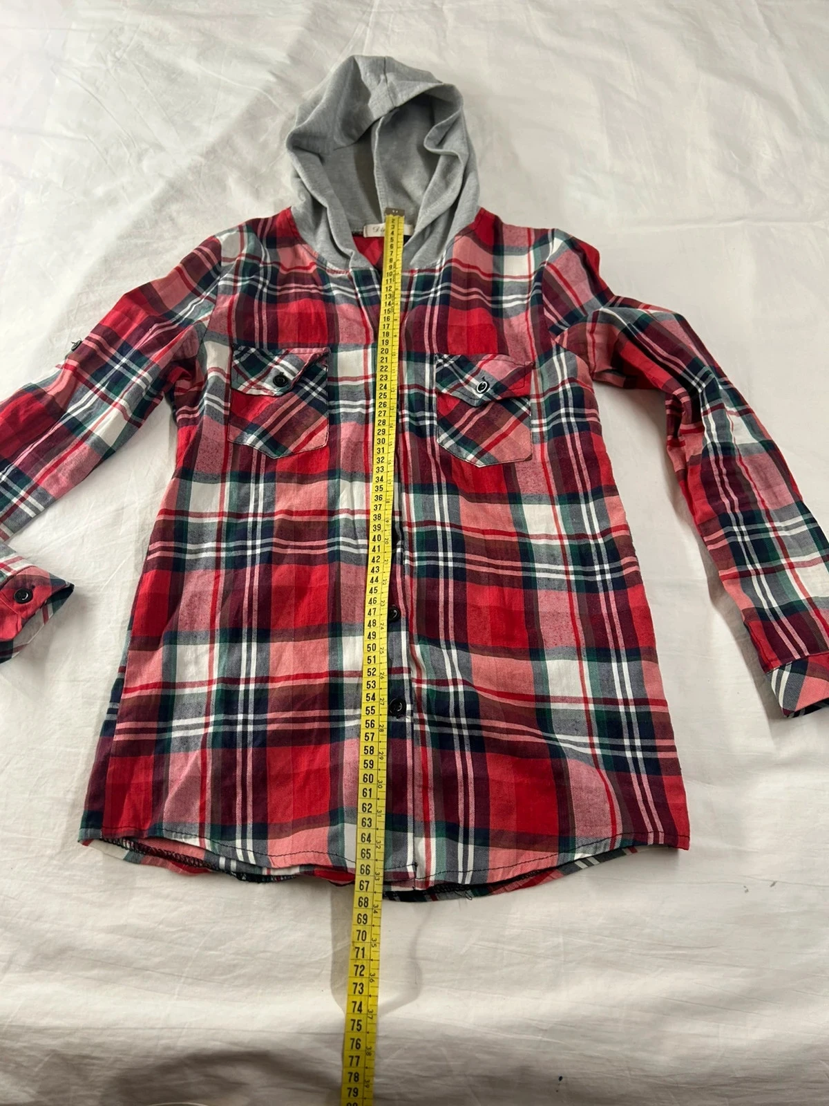 Rode grijze geruite hoodie dingxin vintage – photo 7